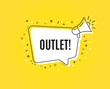 Outlet symbol. Megaphone banner. Special offer price sign. Advertising discounts. Loudspeaker with speech bubble. Outlet sign. Marketing and advertising tag. Vector