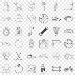Wall Mural - Sport icons set. Outline style of 36 sport vector icons for web for any design