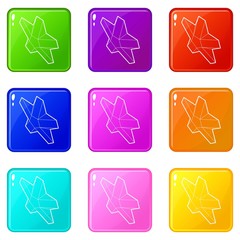 Sticker - Star icons set 9 color collection isolated on white for any design