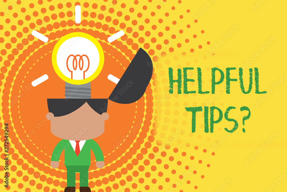 Writing note showing Helpful Tips Question. Business concept for secret ...
