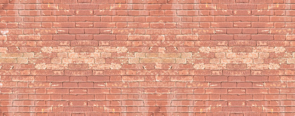 Wall Mural - Panoramic banner with red brick old wall background