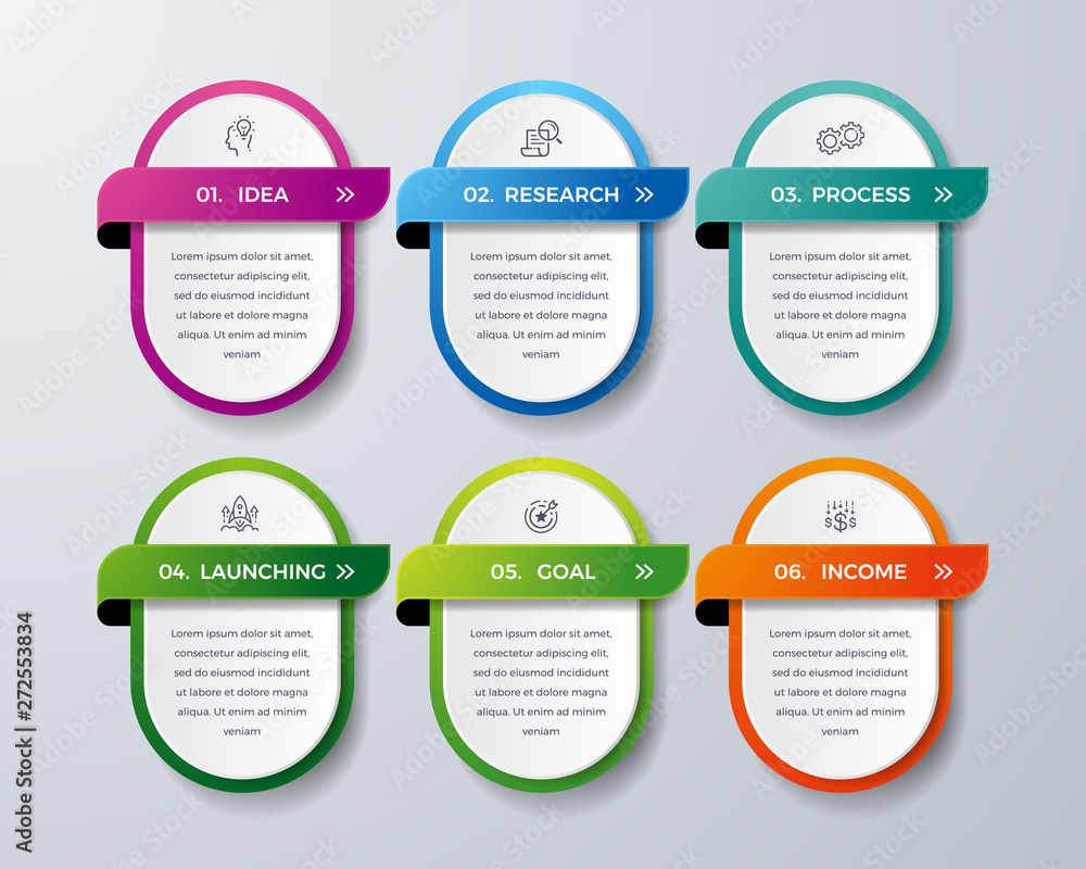 Infographic design with 6 process or steps. Infographic for diagram ...