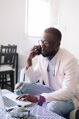 man working on computer