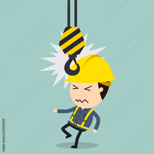 Fotomural Collision with Crane, Vector illustration, Safety and accident, Industrial safet
