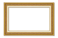 Antique Gold Picture Frame Isolated On White