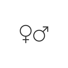 Aufkleber - gender black icon vector on white background editable. Male and Female gender symbol monochrome. Man Woman sign. 