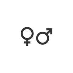 Aufkleber - gender black icon vector on white background editable. Male and Female gender symbol monochrome. Man Woman sign. 