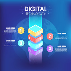 Wall Mural - isometric infographics design 4 options leves or steps for business concept success 3d boxes with pl