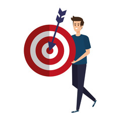 Wall Mural - young man lifting target arrow success