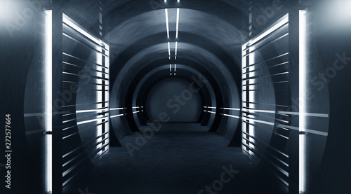 Dekoracja na wymiar  abstrakcyjny-tunel-korytarz-z-promieniami-swiatla-i-nowymi-akcentami-streszczenie-niebieskim-tle