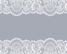 Horizontally Seamless Gray Lace Background With Lace Borders