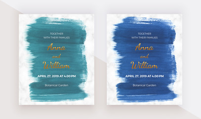 Wall Mural - Blue brush stroke watercolor texture. Modern hand painting template for wedding invitation, banner, flyer, poster, save the date, greeting.