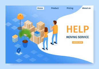 Wall Mural - Banner Help Moving Service Vector Illustration.