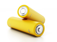 Generic AA Batteries Isolated On White Background. 3D Illustration