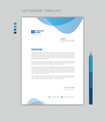 Letterhead template vector, minimalist style, printing design, business advertisement layout, Blue concept background