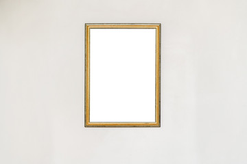 Blank empty frame in art gallery. Museum exhibition white clippi