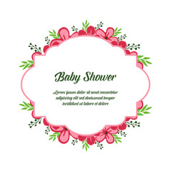  Vector illustration baby shower with pink flower frame