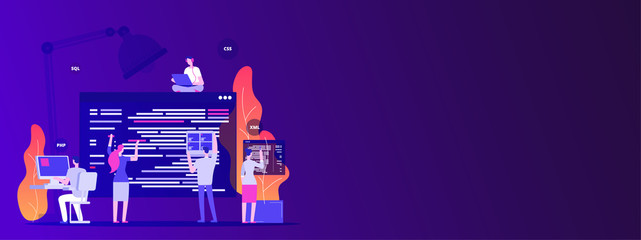 Wall Mural - web site development. designers and programers create corporate site - empty space vector concept. i
