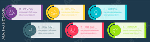 Fotografía Vector infographic flat template circles for six label, diagram, graph, presentation
