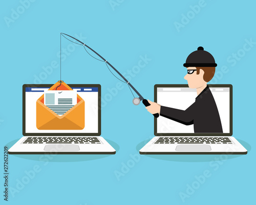 Fotografía Login into account in email envelope and fishing hook