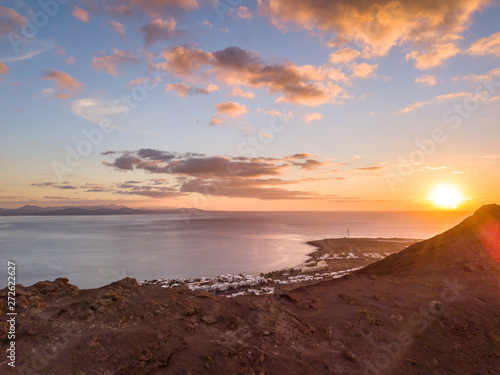 Sunset At Volcano Montana Roja De Playa Blanca Lanzarote