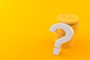 Wall Mural - Question mark with stack of coins