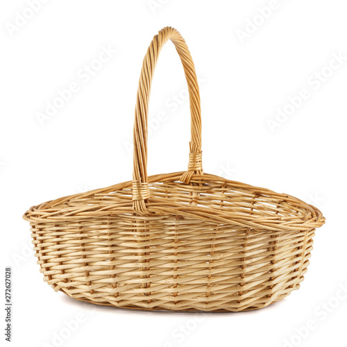 Fotomural  Empty wicker picnic basket. Isolated on white.