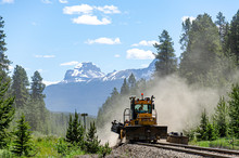 Railroad Track Maintenance Machine In Banff National Park Canada