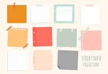 Set Of Hand Drawn Various Sticky Notes. Office Tools. Reminder Notepapers. To Do List. Colored Vector Illustration. Flat Design. All Elements Are Isolated
