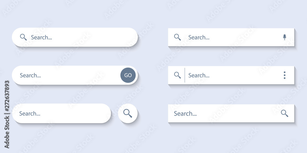 Search Bar for ui, design and web site. Search Address and navigation bar icon. Collection of search form templates for websites