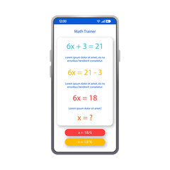 Poster - Math trainer app smartphone interface vector template