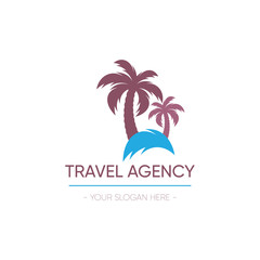 Wall Mural - Vector travel agency logo template design palm tree