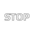 © Nobelus - Vector warning stop sign icon. Caution sign text. Thin line, outline, linear icon
