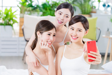 Sticker - asian women take selfie happily