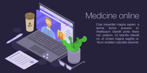 Canvas Print - Medicine online concept banner. Isometric illustration of medicine online vector concept banner for web design