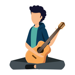 Sticker - young man playing guitar instrument