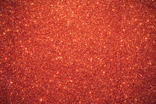 Red Sparkling Lights Festive Background With Texture. Abstract Christmas Twinkled Bright Bokeh Defocused And Falling Stars. Winter Card Or Invitation