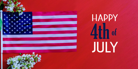 Canvas Print - Happy 4th of July holiday banner with American flag for USA celebration of independence and freedom.