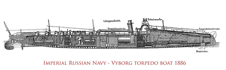 Wall Mural - VYBORG torpedo boat of the imperial Russian navy, fighting ship of the 1886