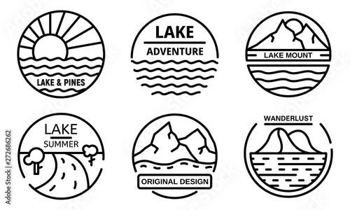 lake logo set outline set of lake vector logo for web design isolated on white background buy this stock vector and explore similar vectors at adobe stock adobe stock outline set of lake vector logo
