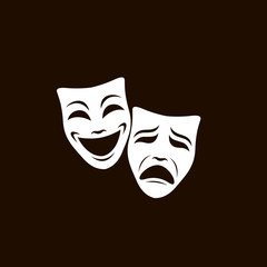 illustration of comedy and tragedy theatrical masks isolated