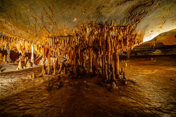 Cave stalactites, stalagmites, and other formations at Luray Caverns. VA. USA.