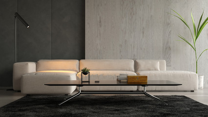 Wall Mural - Interior of modern living room with sofa 3D rendering