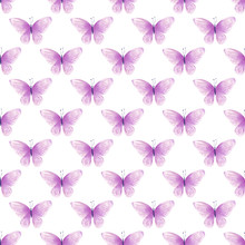 Pale Purple Butterfly Seamless Watercolor Pattern