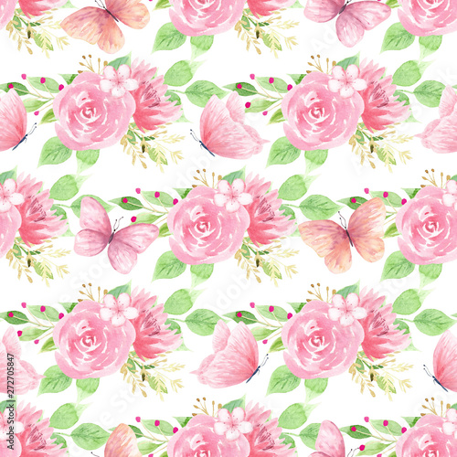 Beautiful blooming flowers seamless pattern