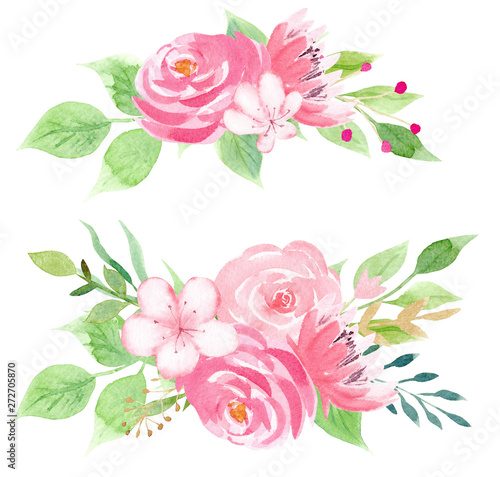 Beautiful pink flowers raster illustration