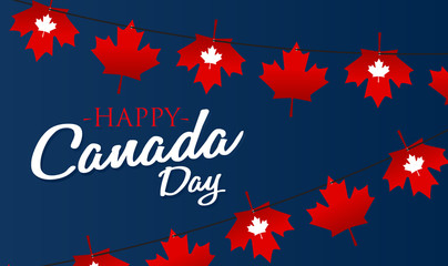 Wall Mural - Festive background, Canada Day. Maple leaves garland. Vector illustration