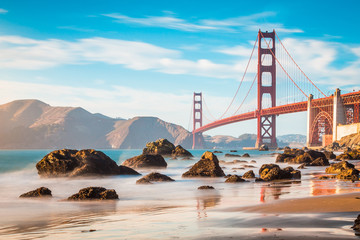 Golden Gate Bridge at sunset, San Francisco, California, USA