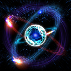 Wall Mural - atomic particle 3d illustration