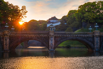 Sticker - Nijubashi bridge in front of Tokyo Imperial palace in Japan